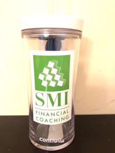 tumbler cup with a custom logo for a business conference